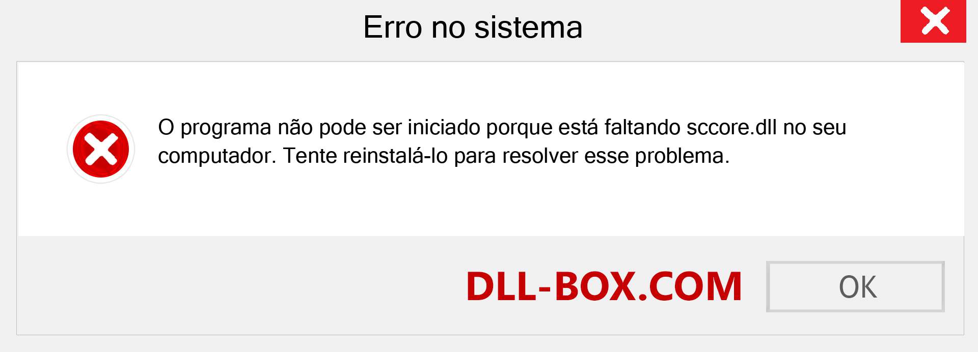 Arquivo sccore.dll ausente ?. Download para Windows 7, 8, 10 - Correção de erro ausente sccore dll no Windows, fotos, imagens